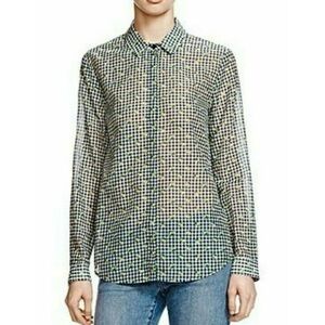 The Kooples Cotton & Silk Blend Floral Gingham Shirt Size XS